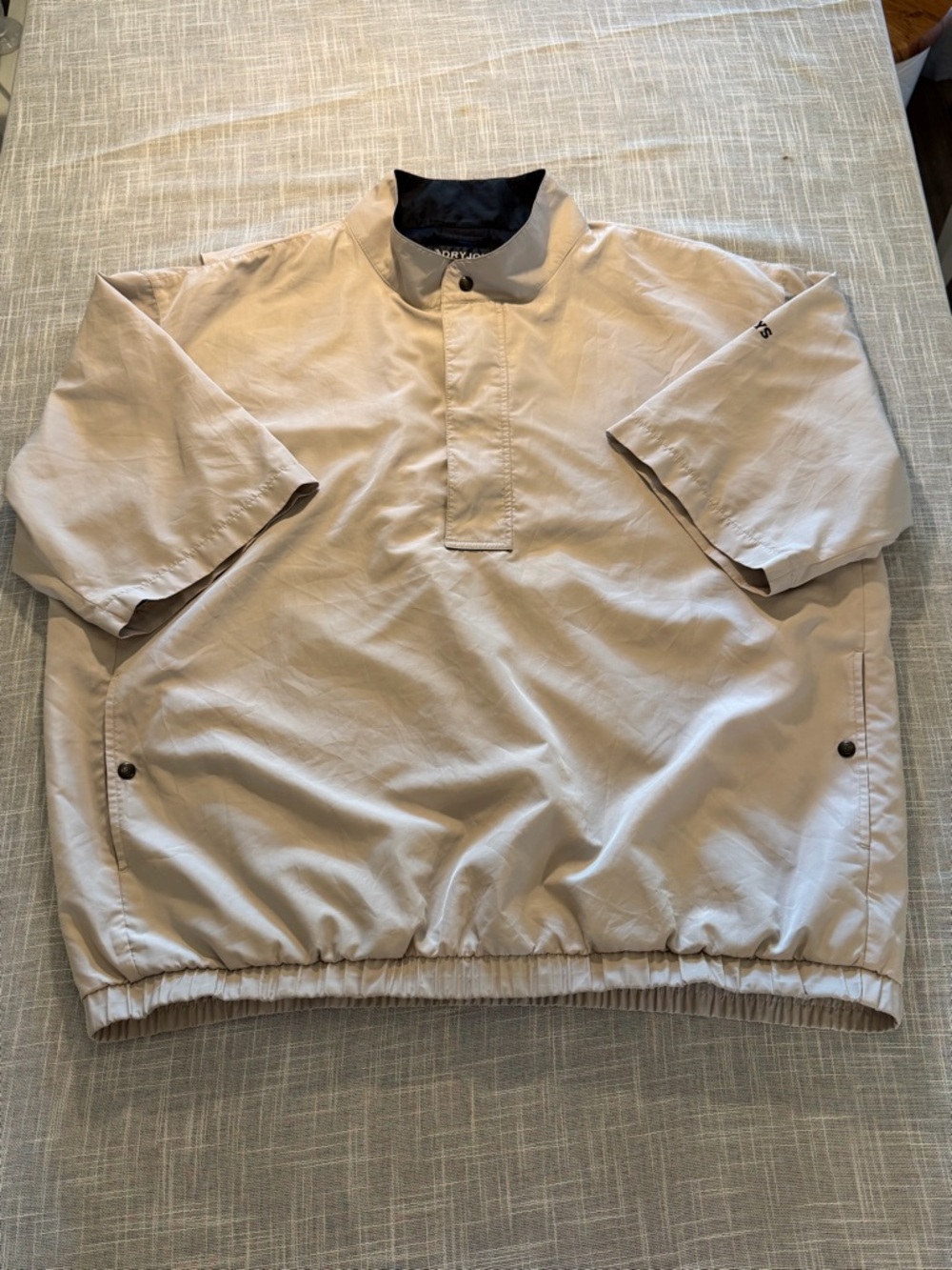 FootJoy DryJoys Golf Pullover Jacket XXL Beige Windbreaker Short Sleeve FJ